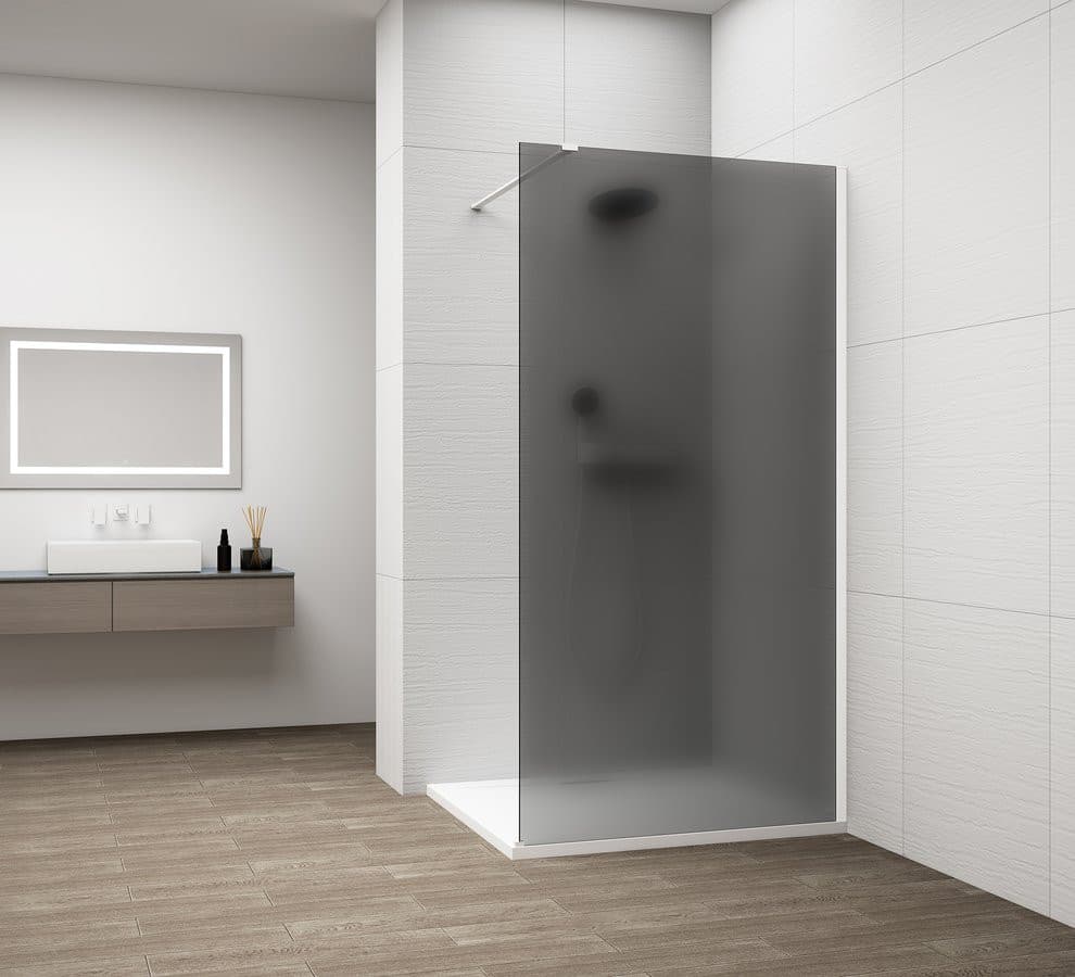 ESCA WHITE MATT jednoczęściowa kabina przysznicowa Walk-In, montaż przy ścianie, szkło mat dymione, 900 mm