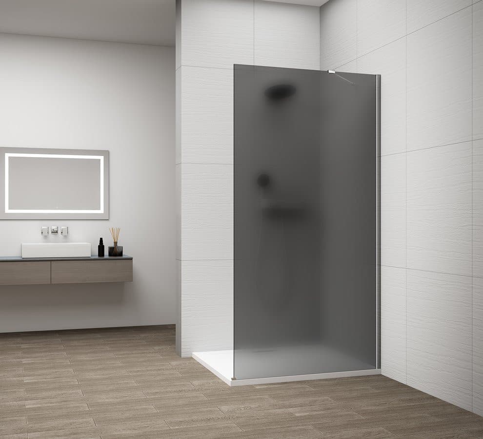 ESCA CHROME jednoczęściowa kabina przysznicowa Walk-In, montaż przy ścianie, szkło mat dymione, 1100 mm
