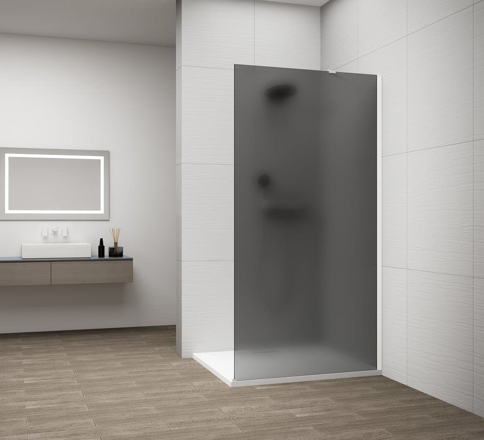 ESCA WHITE MATT jednoczęściowa kabina przysznicowa Walk-In, montaż przy ścianie, szkło mat dymione, 1100 mm