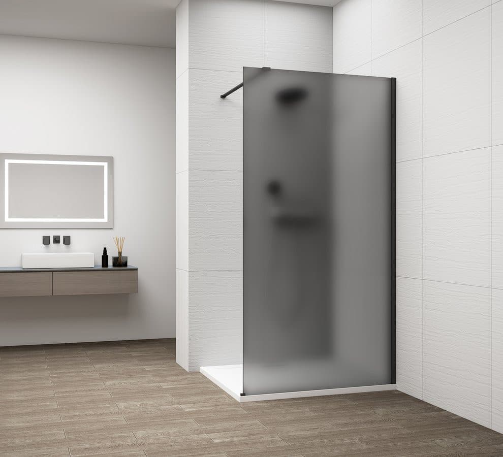 ESCA BLACK MATT jednoczęściowa kabina przysznicowa Walk-In, montaż przy ścianie, szkło mat dymione, 1500 mm