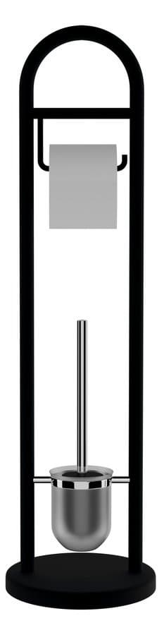 JUNDAH stojak z uchwytem na papier toaletowy i szczotkę do WC, czarny