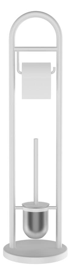 JUNDAH stojak z uchwytem na papier toaletowy i szczotkę do WC, biały