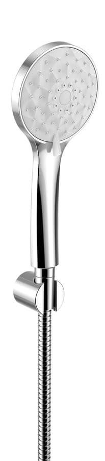 Zestaw prysznicowy, 4 tryby natrysku, silikonowe dysze, stały uchwyt, wąż 1500mm, chrom