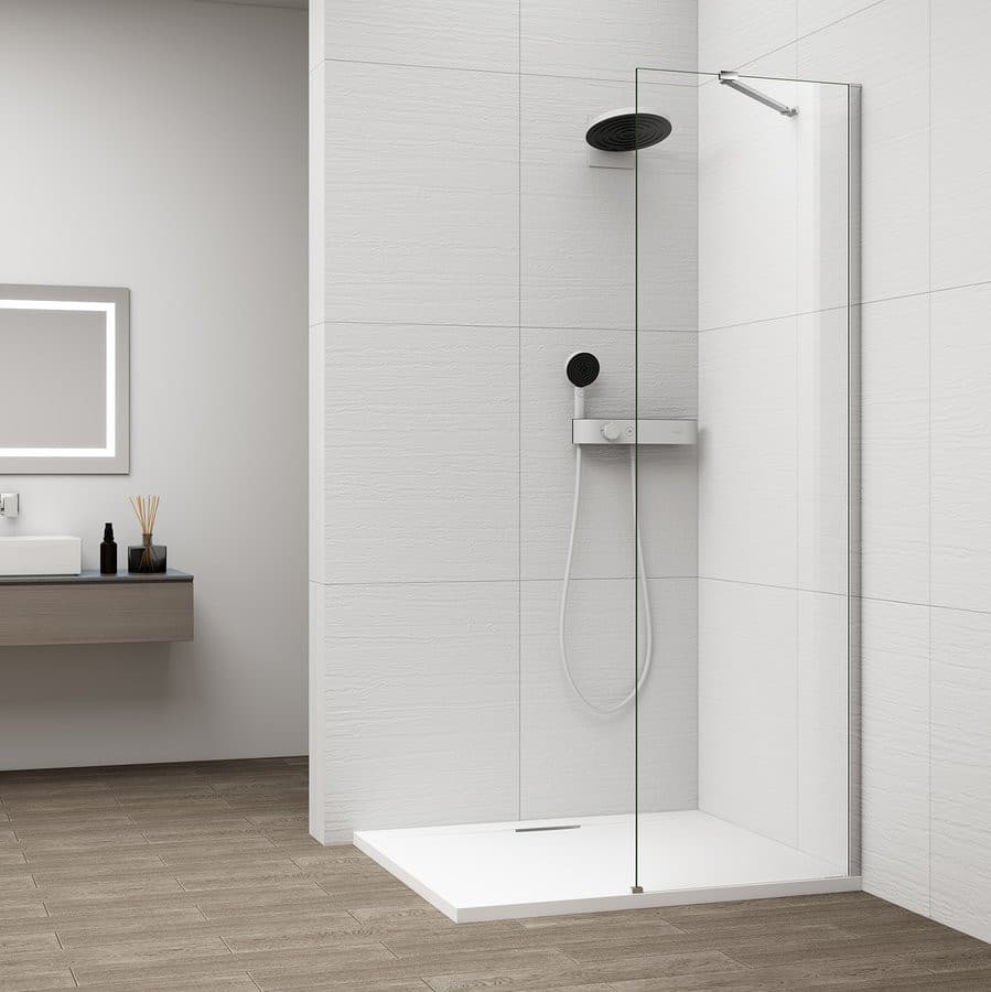 ESCA CHROME jednoczęściowa kabina przysznicowa Walk-In, montaż przy ścianie, szkło czyste, 600 mm