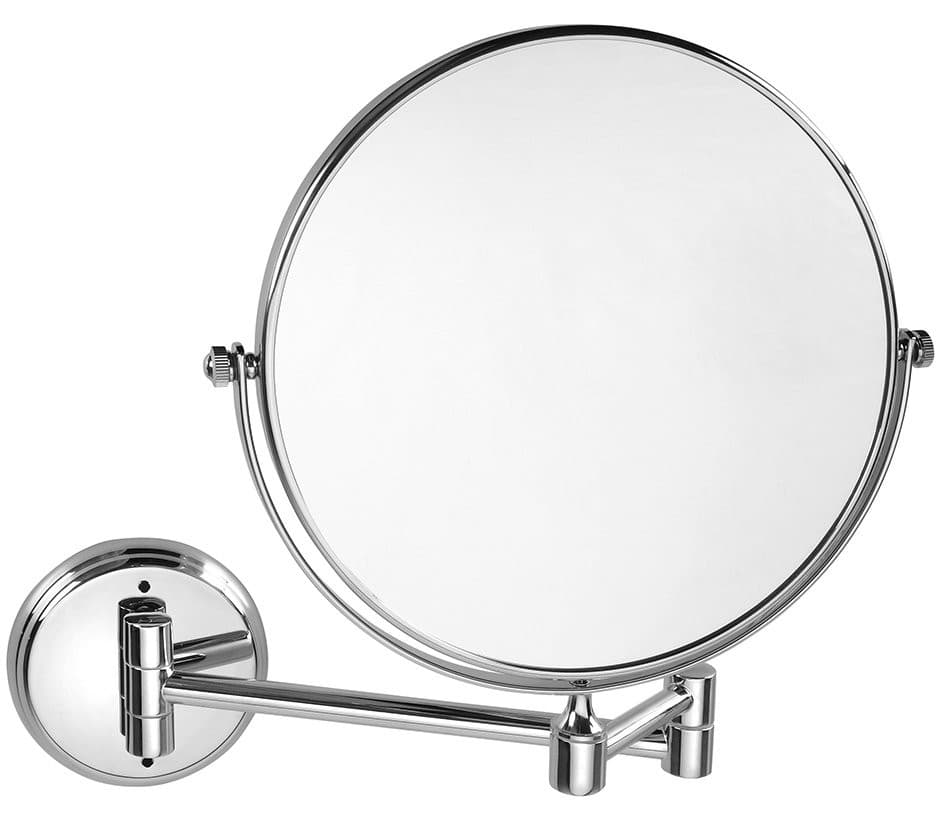 X-ROUND E wiszące lusterko kosmetyczne, średnica 200mm, dwustronne, chrom