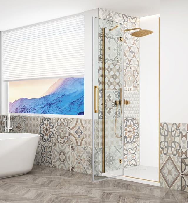 TRINITY GOLD MATT drzwi prysznicowe do wnęki 1000 mm, szkło czyste, lewe