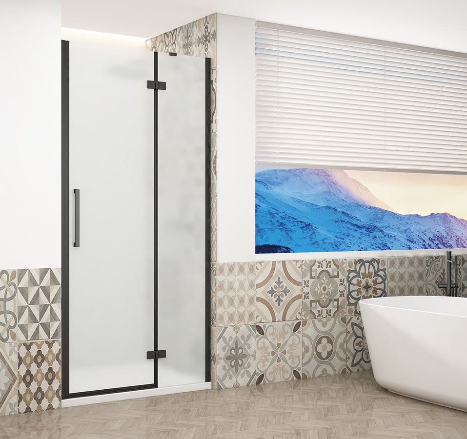 TRINITY BLACK drzwi prysznicowe do wnęki 1000 mm, szkło matowe, prawe