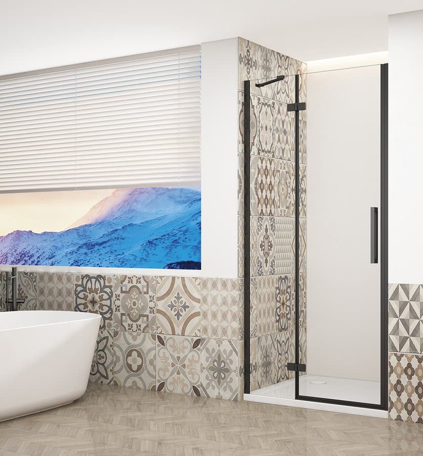 TRINITY BLACK drzwi prysznicowe do wnęki 1100 mm, szkło czyste, lewe