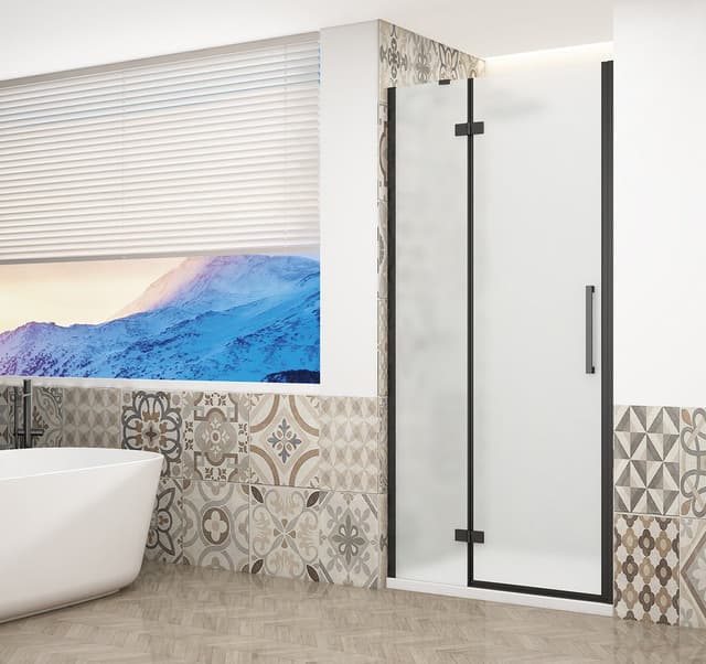 TRINITY BLACK drzwi prysznicowe do wnęki 1100 mm, szkło matowe, lewe