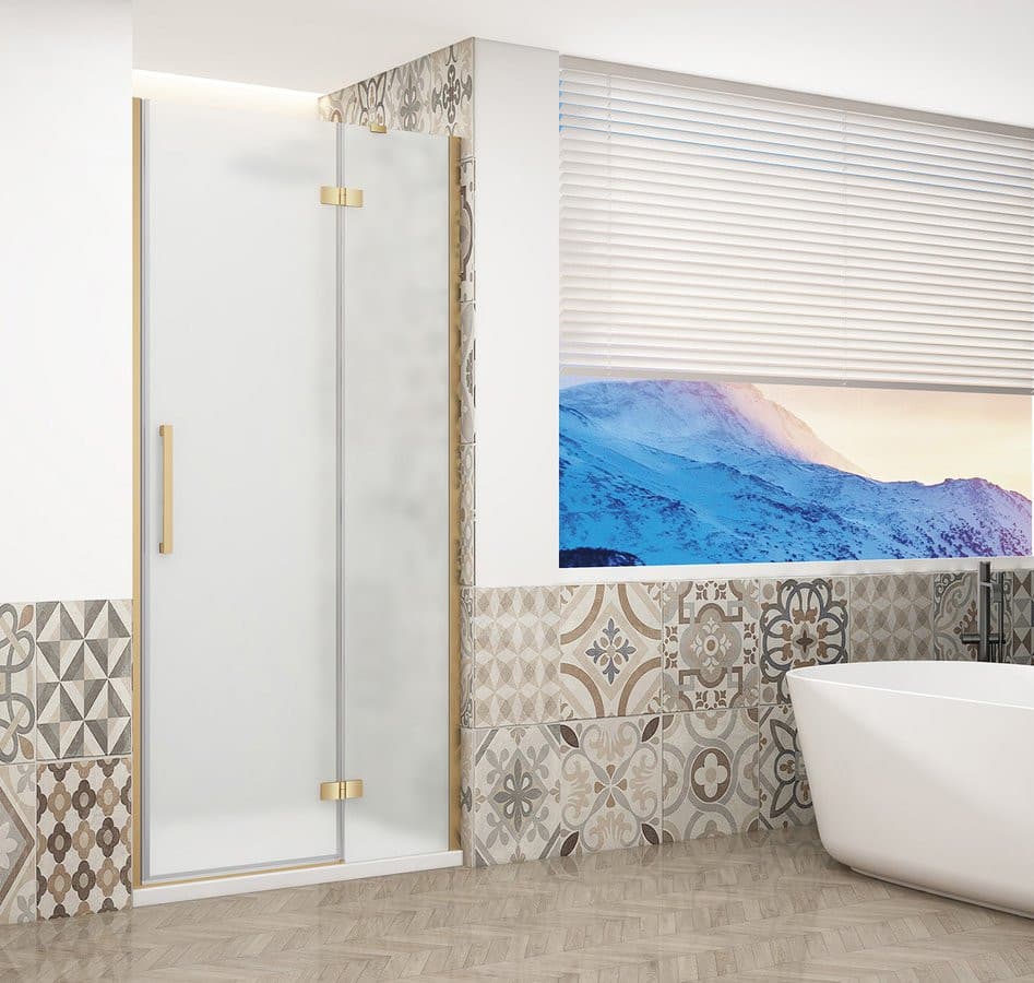 TRINITY GOLD MATT drzwi prysznicowe do wnęki 1100 mm, szkło matowe, prawe