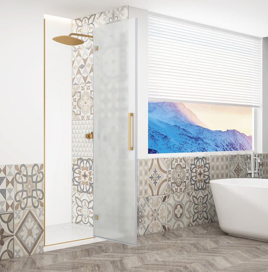 TRINITY GOLD MATT drzwi prysznicowe do wnęki 1100 mm, szkło matowe, prawe