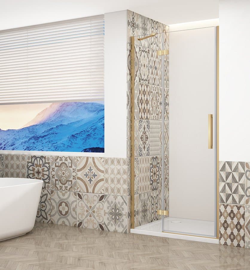 TRINITY GOLD MATT drzwi prysznicowe do wnęki 1200 mm, szkło czyste, lewe