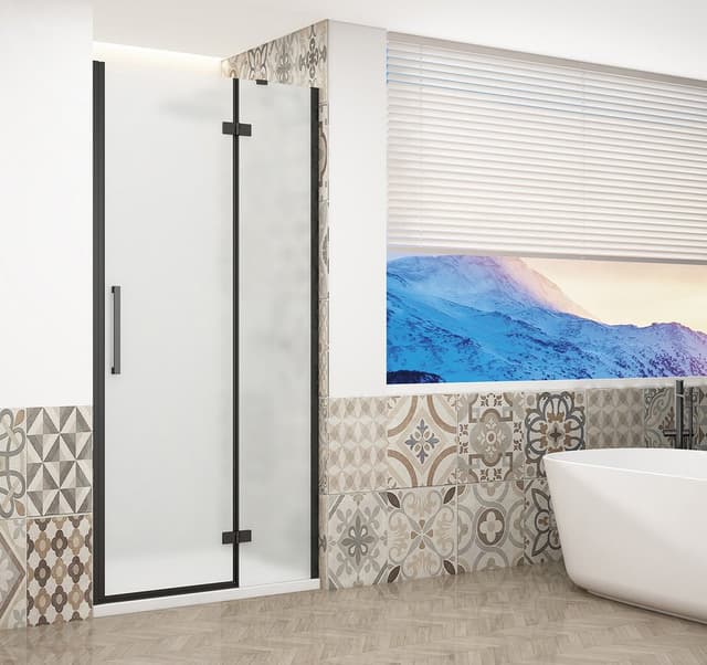 TRINITY BLACK drzwi prysznicowe do wnęki 1200 mm, szkło matowe, prawe