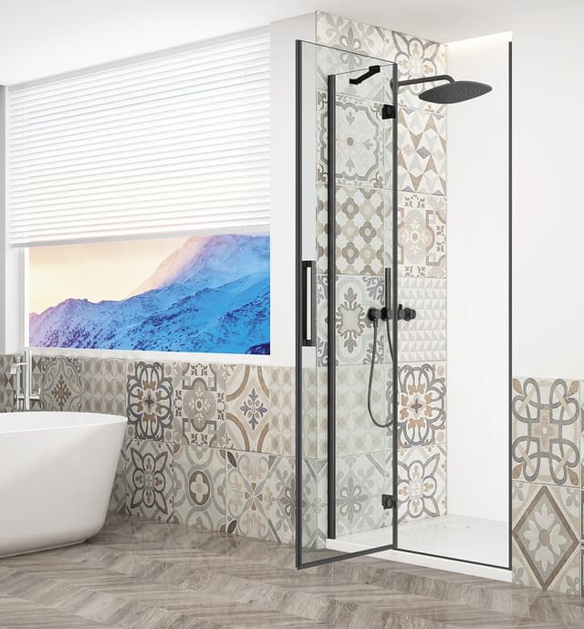 TRINITY BLACK drzwi prysznicowe do wnęki 800 mm, szkło czyste, lewe