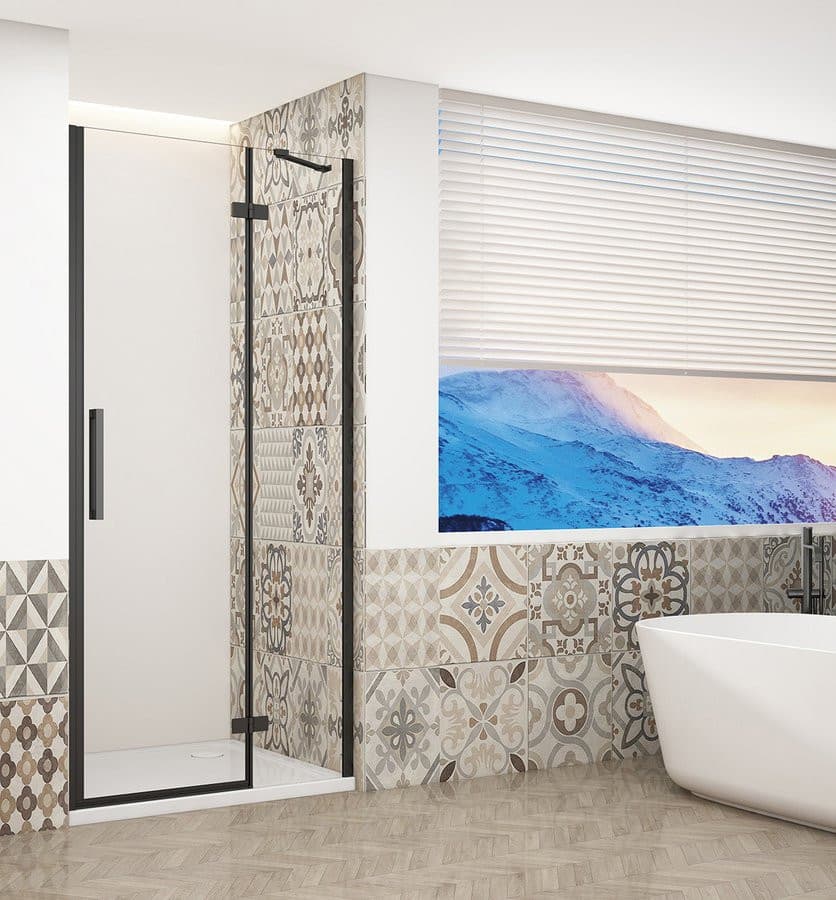 TRINITY BLACK drzwi prysznicowe do wnęki 800 mm, szkło czyste, prawe