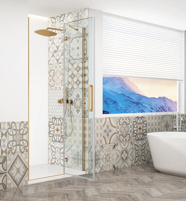 TRINITY GOLD MATT drzwi prysznicowe do wnęki 800 mm, szkło czyste, prawe