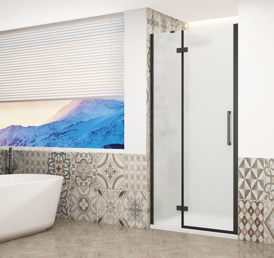 TRINITY BLACK drzwi prysznicowe do wnęki 800 mm, szkło matowe, lewe