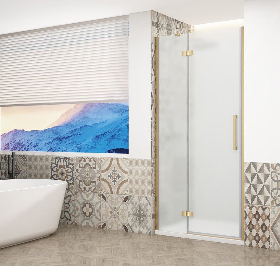 TRINITY GOLD MATT drzwi prysznicowe do wnęki 800 mm, szkło matowe, lewe