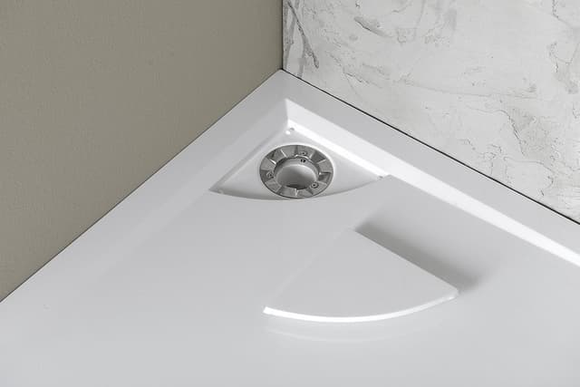 LUSSA brodzik kompozytowy z pokrywą syfonu, półokrągły 90x90cm, R550, biała