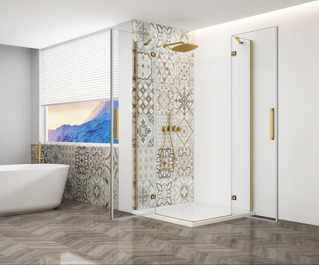 TRINITY GOLD MATT kabina prysznicowa 1100x1000mm, wejście z rogu, szkło czyste
