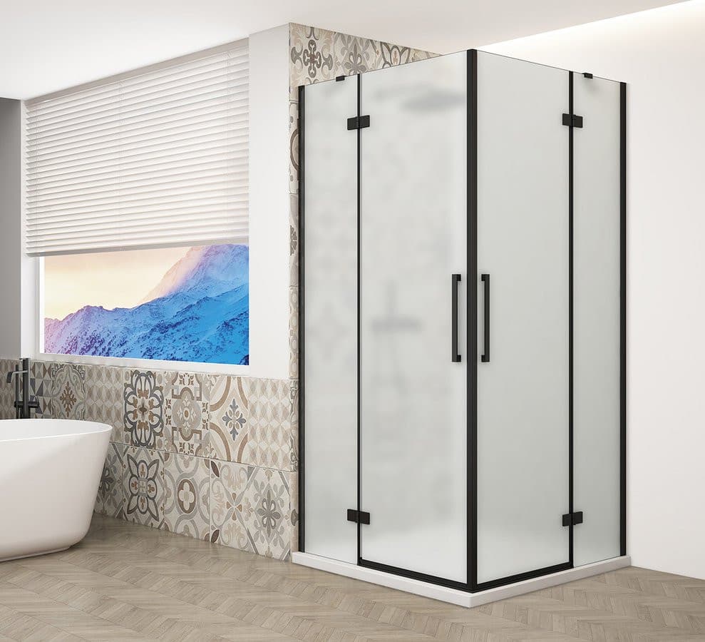 TRINITY BLACK kabina prysznicowa 1000x900mm, wejście z rogu, szkło matowe