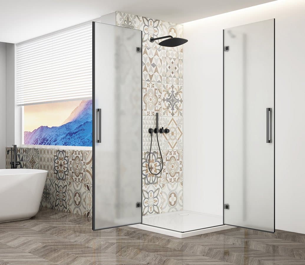 TRINITY BLACK kabina prysznicowa 1200x900mm, wejście z rogu, szkło matowe