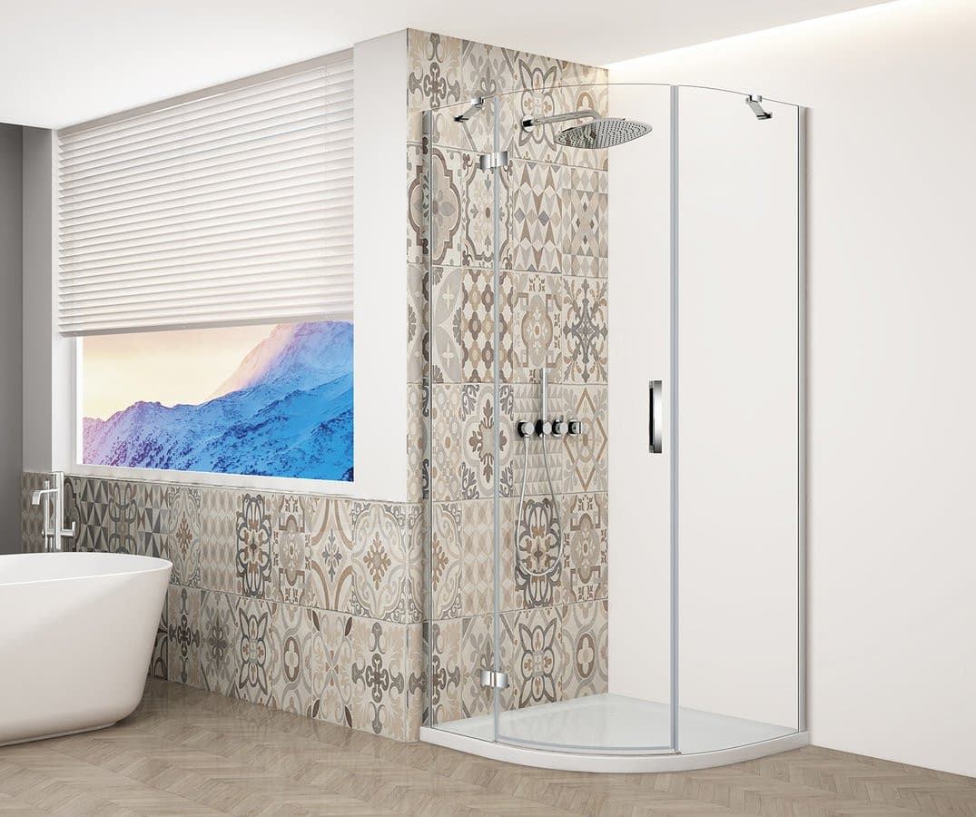 TRINITY CHROME kabina prysznicowa półokrągła 900x900mm, szkło czyste, lewa