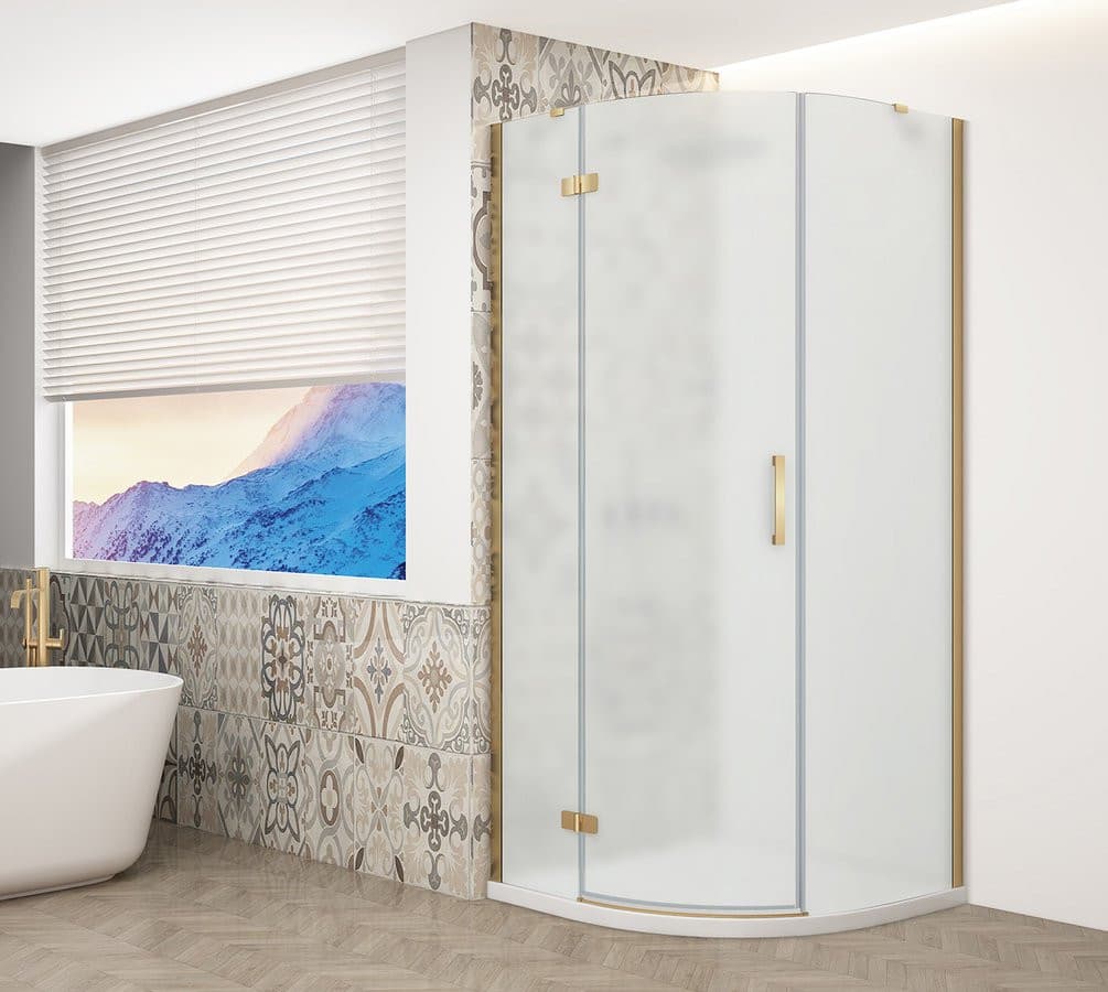 TRINITY GOLD MATT kabina prysznicowa półokrągła 900x900mm, szkło matowe, lewa