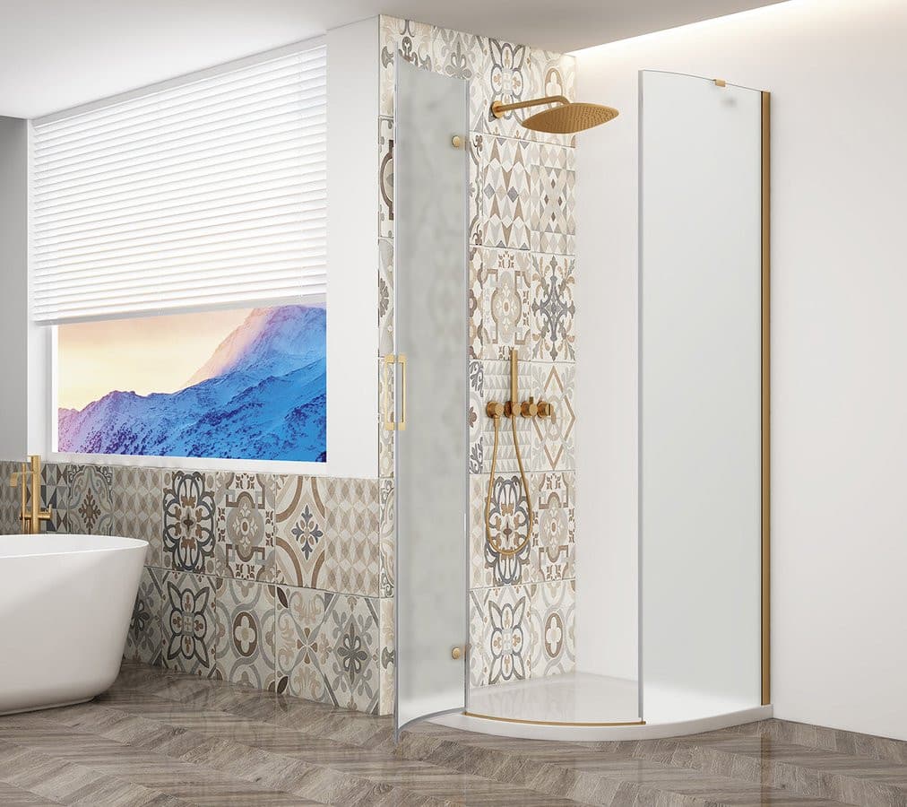 TRINITY GOLD MATT kabina prysznicowa półokrągła 900x900mm, szkło matowe, lewa