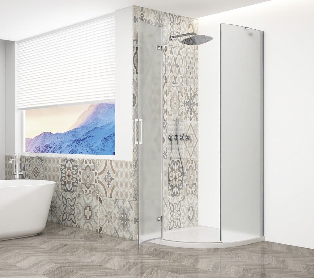 TRINITY CHROME kabina prysznicowa półokrągła 900x900mm, szkło matowe, lewa