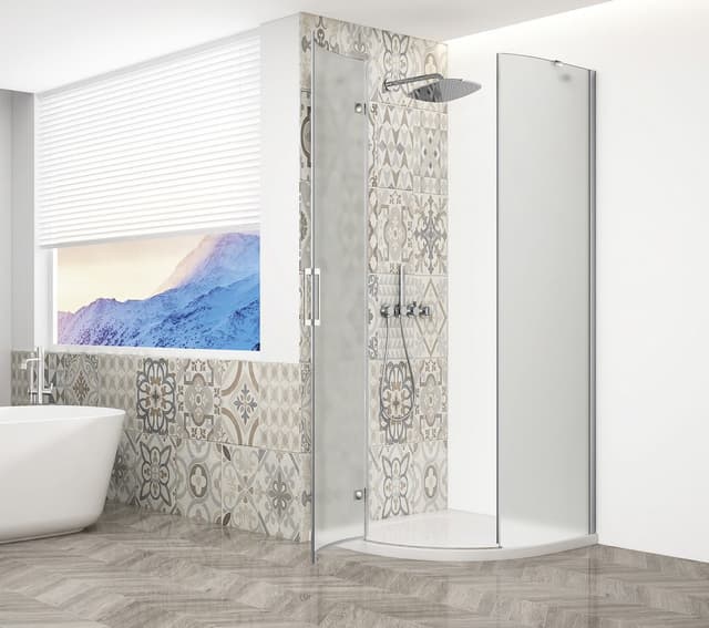 TRINITY CHROME kabina prysznicowa półokrągła 900x900mm, szkło matowe, lewa