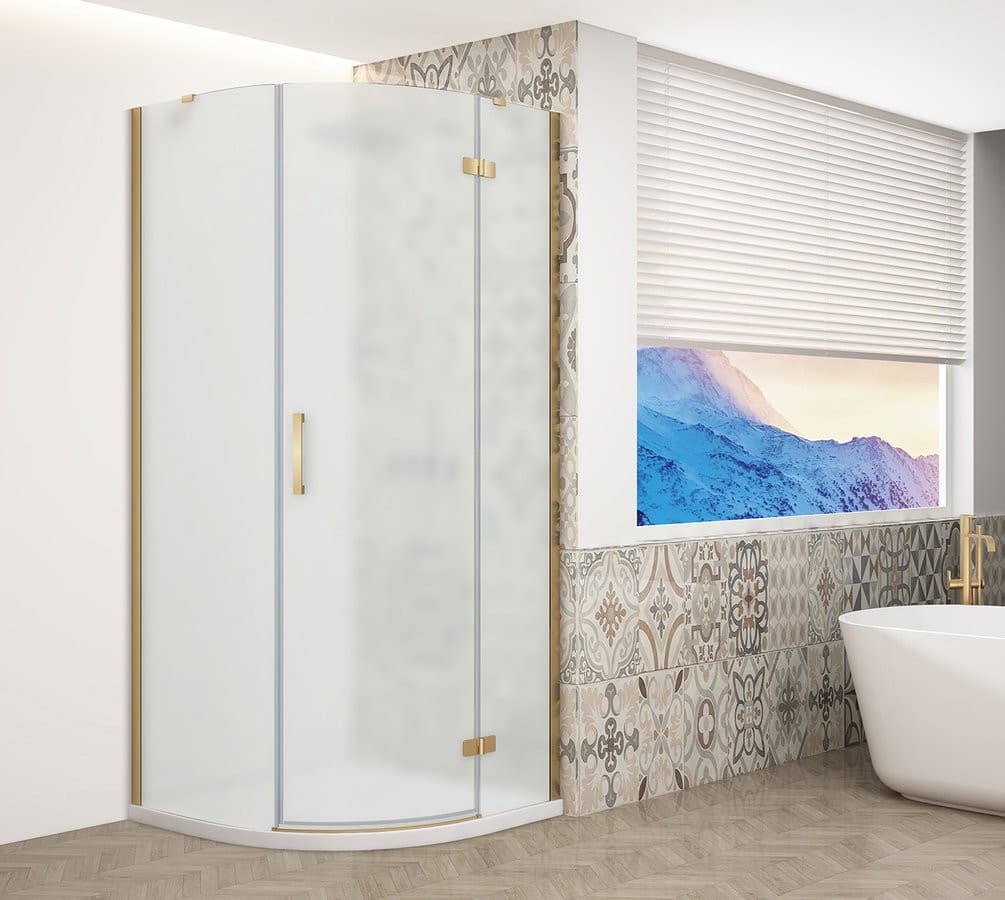 TRINITY GOLD MATT kabina prysznicowa półokrągła 900x900mm, szkło matowe, prawa