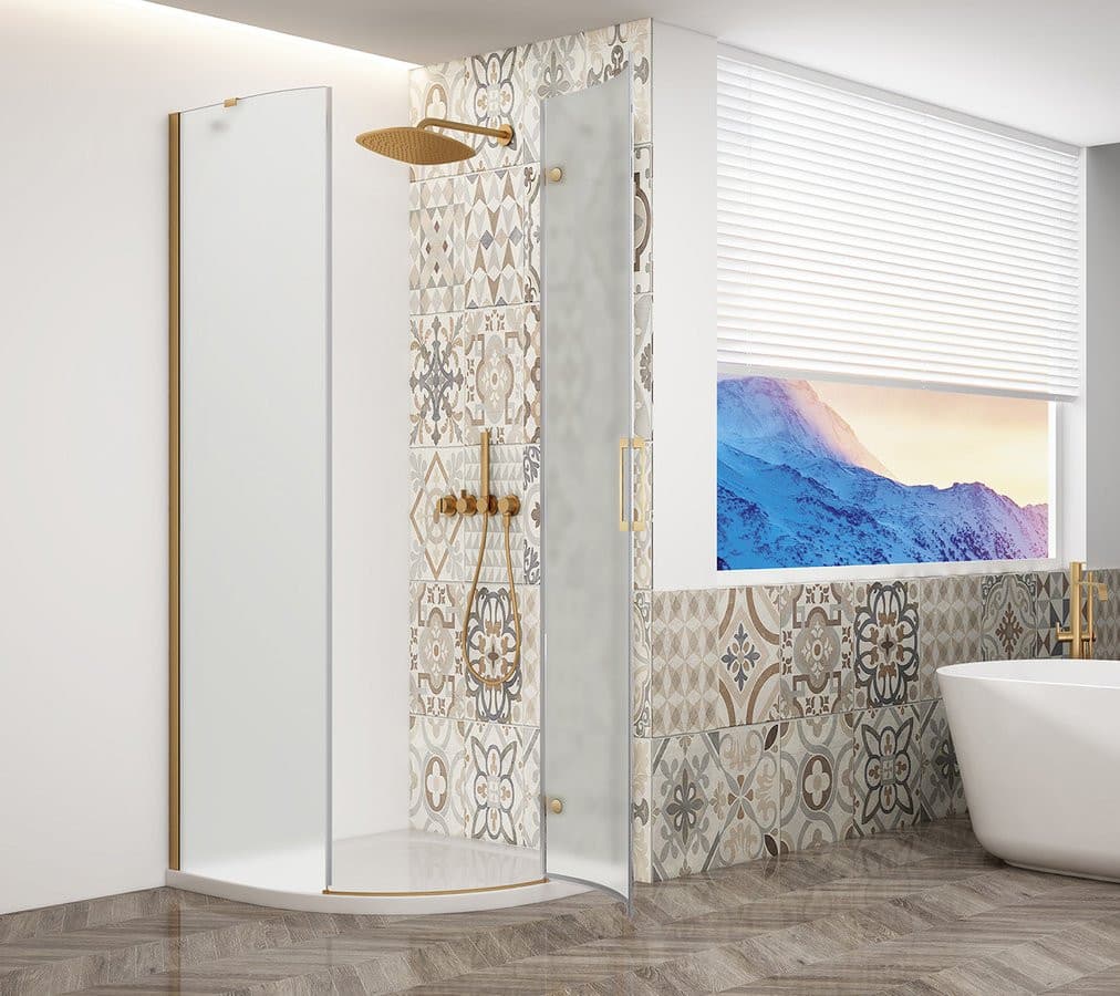 TRINITY GOLD MATT kabina prysznicowa półokrągła 900x900mm, szkło matowe, prawa