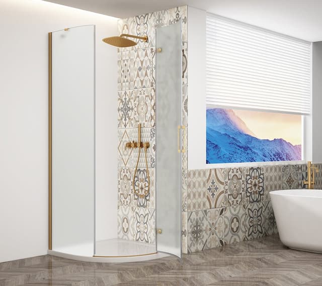 TRINITY GOLD MATT kabina prysznicowa półokrągła 900x900mm, szkło matowe, prawa