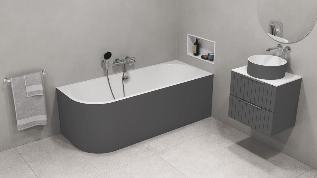 VIVA R MONOLITH wanna wolnostojąca przyścienna 180x75x60cm, biały/carina