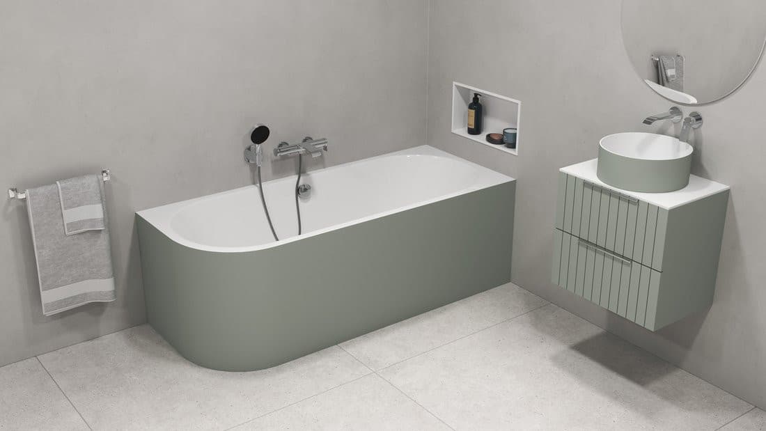 VIVA R MONOLITH wanna wolnostojąca przyścienna 180x75x60cm, biały/verde