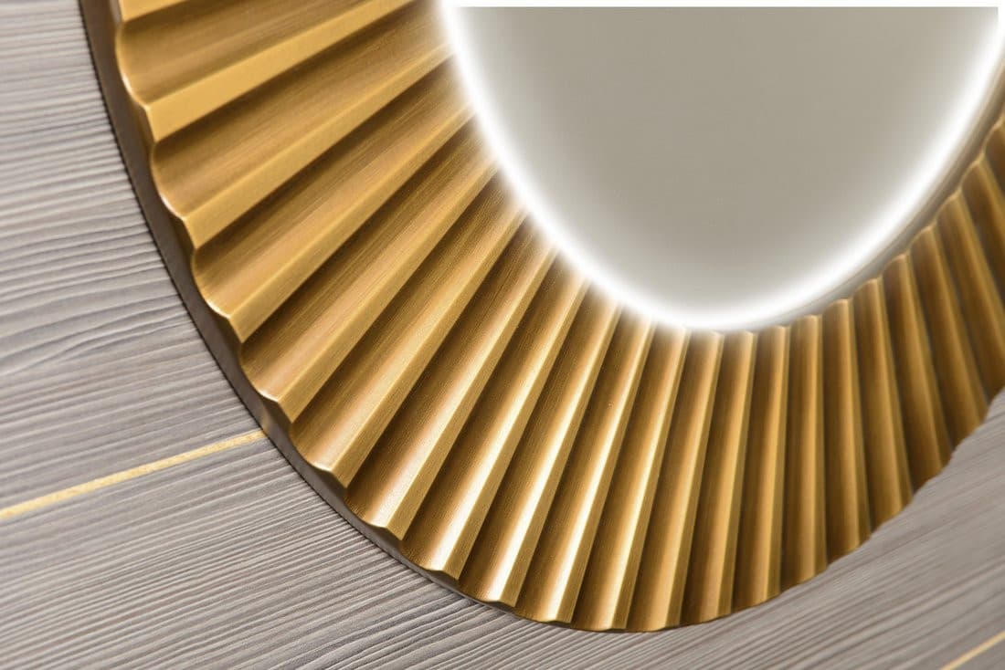 PRIDE okrągłe lustro z oświetleniem LED w ramie średnica 90cm, brąz