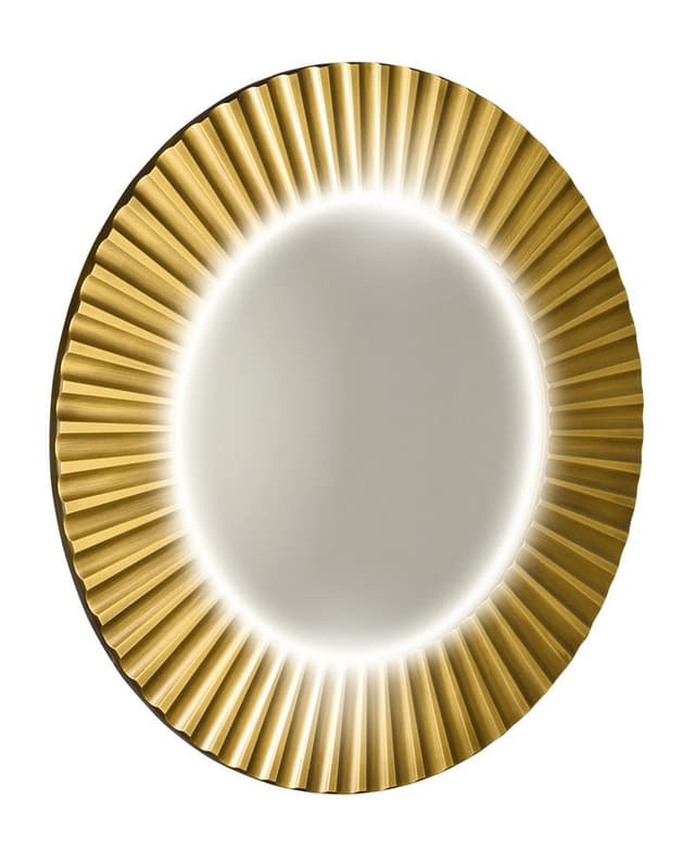 PRIDE okrągłe lustro z oświetleniem LED w ramie średnica 75cm, złoto