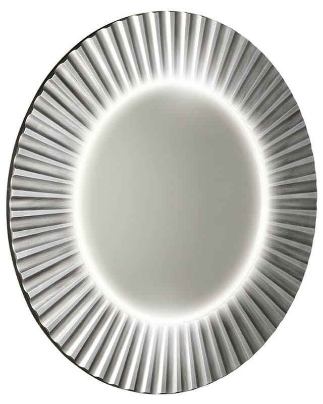 PRIDE okrągłe lustro z oświetleniem LED w ramie średnica 90cm, srebro