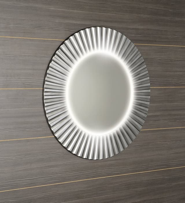 PRIDE okrągłe lustro z oświetleniem LED w ramie średnica 90cm, srebro
