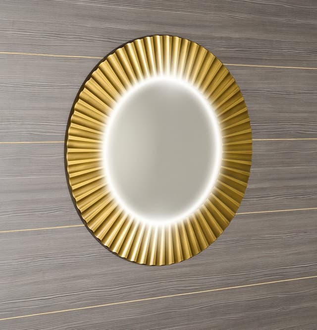 PRIDE okrągłe lustro z oświetleniem LED w ramie średnica 90cm, złoto