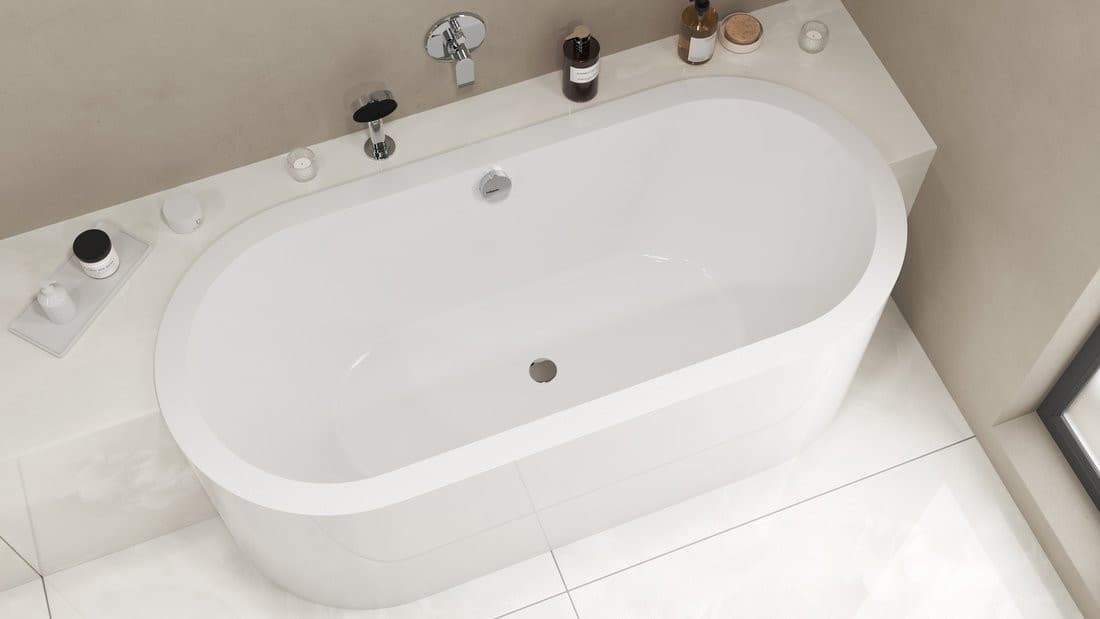 VIVA C MONOLITH owalna półwpuszczana wanna 170x75x60cm, biały