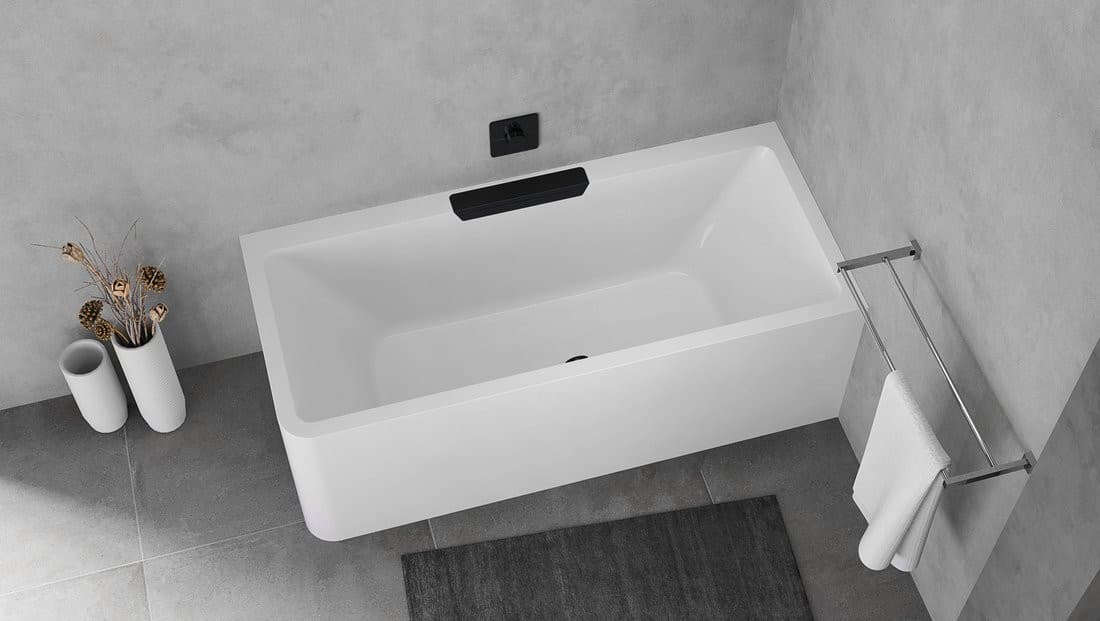 CASCATA R MONOLITH wanna prostokątna 180x80x60cm, kaskada czarna