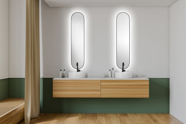 SHARON LONG lustro owalne z podświetleniem LED 35x150cm, czarny mat