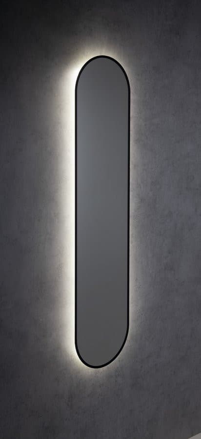 SHARON LONG lustro owalne z podświetleniem LED 35x150cm, czarny mat