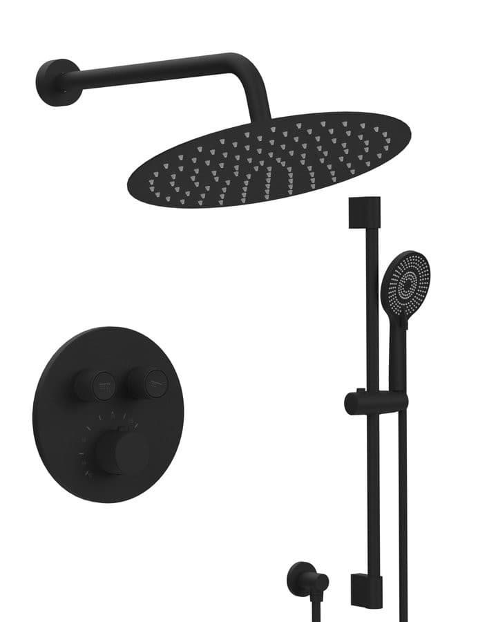 SMART SELECT zestaw prysznicowy podtynkowy z baterią termostatyczną, 2 wyjścia, przesuwny uchwyt prysznicowy, czarny mat