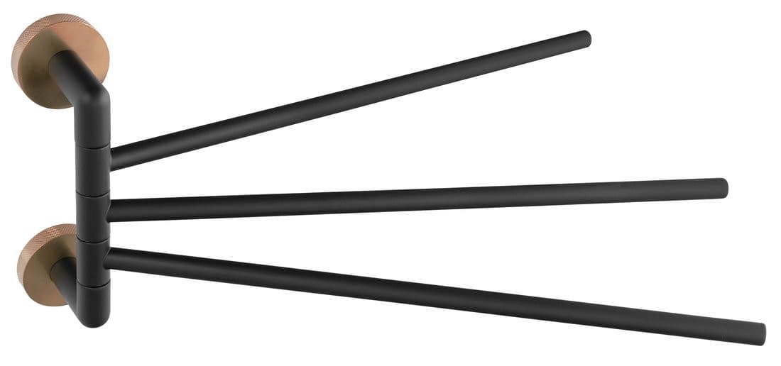 LARISSA wieszak na ręczniki potrójny obrotowy 350mm, czarny/miedź mat