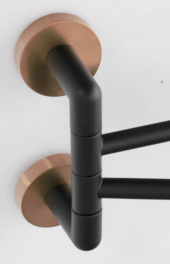 LARISSA wieszak na ręczniki podwójny obrotowy 350mm, czarny/miedź mat