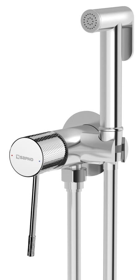 SOLARIS bateria bidetowa podtynkowa ze słuchawką bidetową i wężem, okrągły, chrom