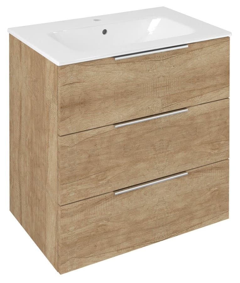 CIRASA szafka pod umywalkę 69,8x75x46cm, 3 szuflada , dąb Alabama